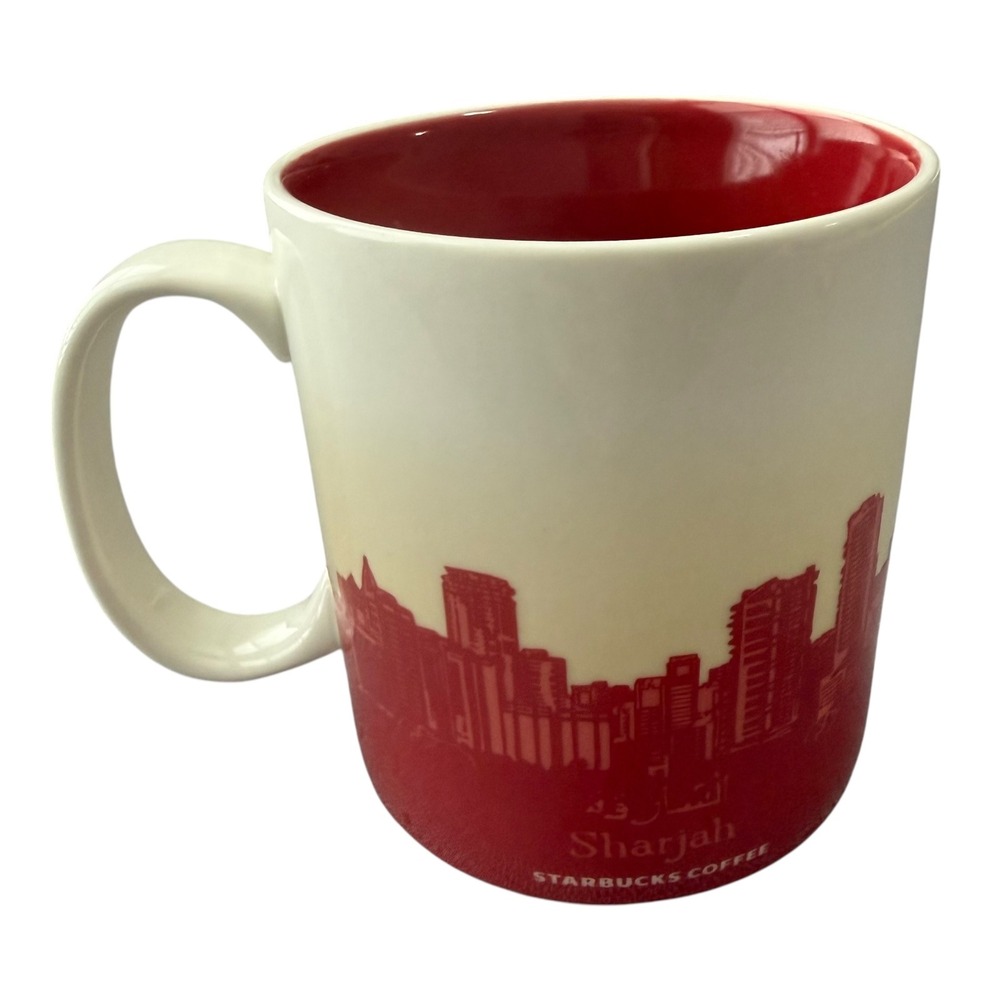 Starbucks‎ Sharjah Rare Global Icon Series Coffee Mug Red Cream UAE 16oz 2011 - Picture 2 of 7